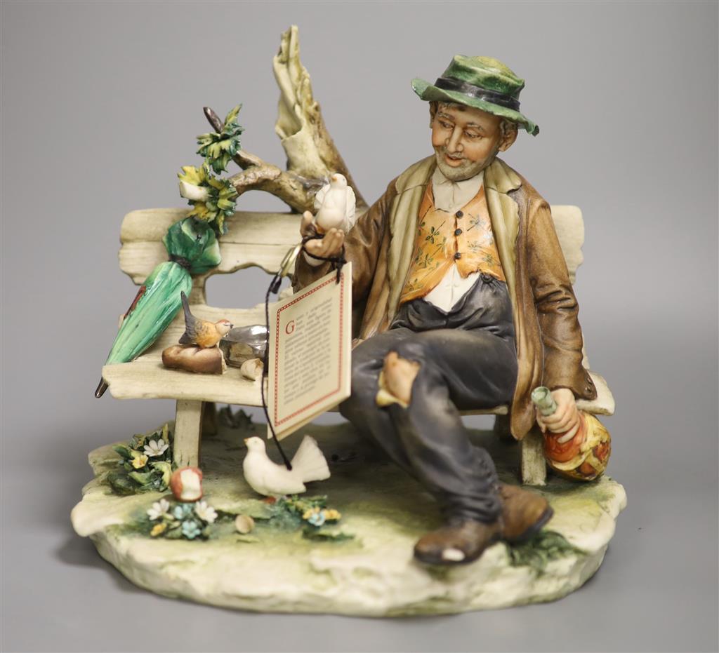 A Capodimonte figure, Tramp and Birds, height 23cm